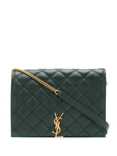 Saint Laurent Becky Small Quilted Shoulder Bag In Dark Green
