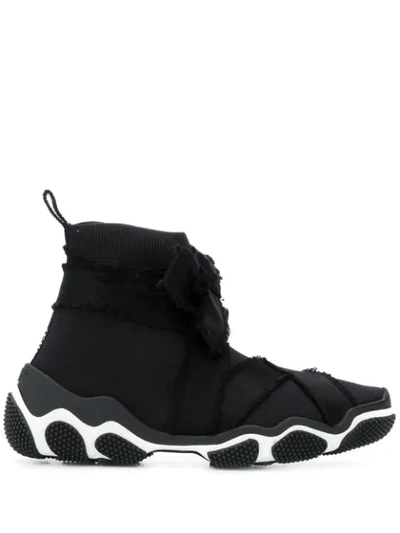 Red Valentino Tie Detailed Hi-top Trainers In Black