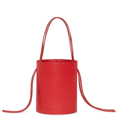 Mansur Gavriel Calf Fringe Bucket Bag In Flamma