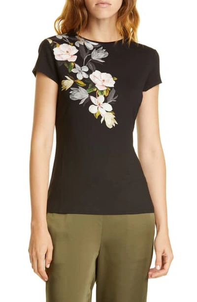 Ted Baker Torina Opal Floral Graphic Tee In Black