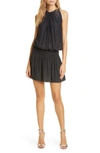 Ramy Brook Paris Sleeveless Halter Drop Waist Mini Dress In Black