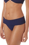 Melissa Odabash Brussels Metallic-striped Luxe Swim Bikini Bottoms In Zig Zag Navy