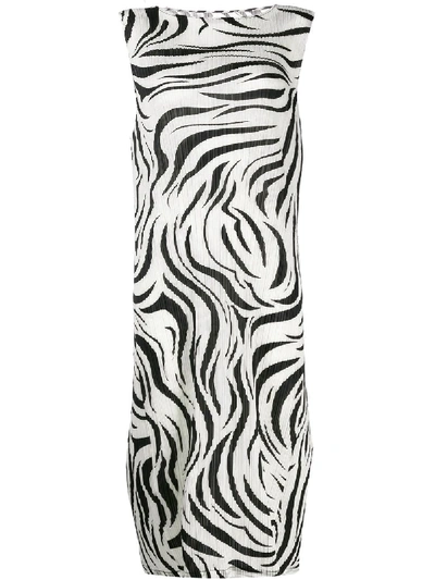 Issey Miyake Printed Long Dress In White