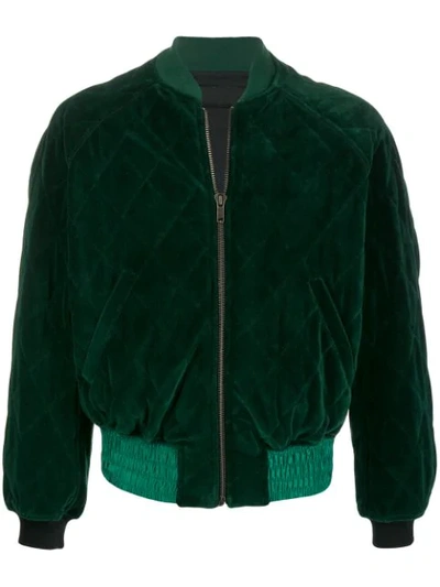 Haider Ackermann Quilted Cotton Velvet Bomber Jacket In Green