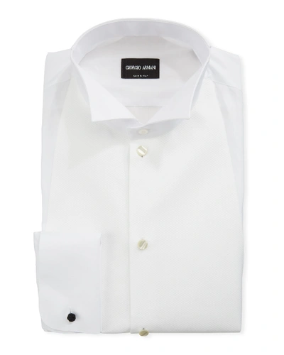 Giorgio Armani Men's Bib-front Formal Shirt In White