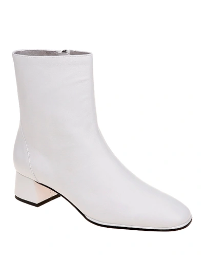 Mara & Mine India Leather Block-heel Booties In White
