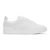 ERMENEGILDO ZEGNA White Triple Stitch Slip-On Sneakers