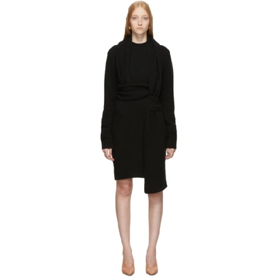 Bottega Veneta Black Twin Scarf Knit Dress