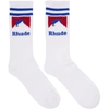 RHUDE RHUDE WHITE AND BLUE MOUNTAIN LOGO SOCKS