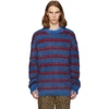 MARNI MARNI BLUE AND RED MOHAIR SWEATER