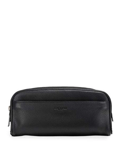 Coach Men's Pebbled Leather Toiletry Travel Case In Black