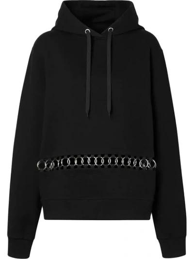 Burberry Poulter Oversized Ring-inset Hoodie Sweatshirt In Black
