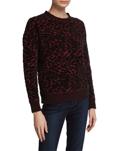 Diane Von Furstenberg Cassia Leopard-print Crewneck Sweater In Merlot/bla