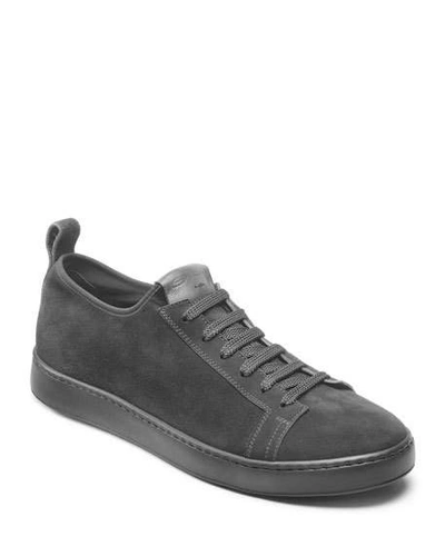 Santoni Men's Clean Iconic Suede Slip-on Stretch Sneakers In Gray