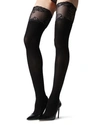 Natori Feathers Opaque Stay-up Thigh Highs In Black