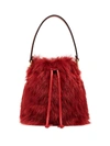 FENDI RED FUR MINI MON TRESOR BUCKET BAG,8BS010 A7SJ PF19