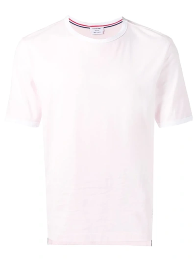 Thom Browne Striped-panel Crewneck Cotton T-shirt In Lt Pink