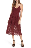 Astr Lace Midi Dress In Red Tannin