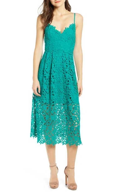 Astr Lace Midi Dress In Emerald