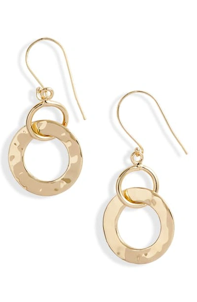 Argento Vivo St Barths Hammered Hoop Drop Earrings In Gold