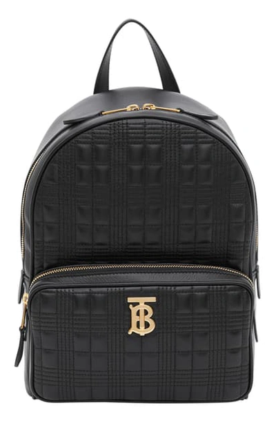 Burberry Tb Backpack In Black Quilted Lamb Leather