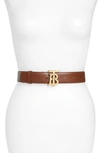 Burberry Leather Tb Monogram Belt In Brown
