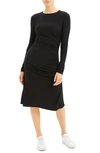 THEORY LONG SLEEVE RUCHED DRESS,J0826614