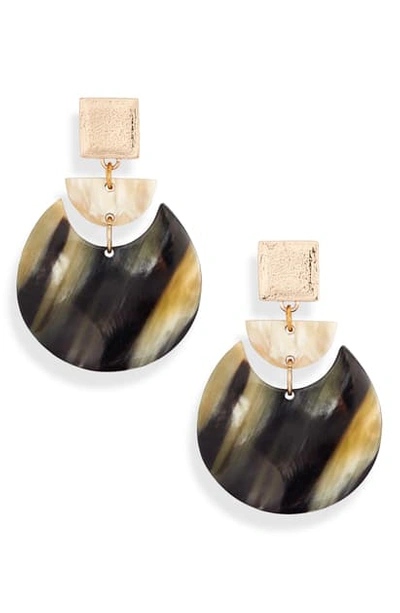 Akola Horn Crescent Drop Earrings In Black/ White