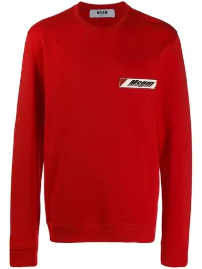 Msgm Chest Logo Patch Sweatshirt In Red