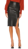 Commando Faux Leather Side Slit Midi Skirt In Black
