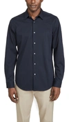 THEORY KEATON STRUCTURED KNIT BUTTON DOWN SHIRT