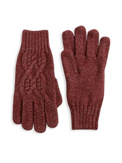 Nominee Cable-knit Gloves In Burgundy