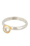 GURHAN 24K Gold Plated & Sterling Silver Two-Tone White Sapphire Stacking Ring - Size 7