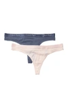 Calvin Klein Solid Thong - Pack Of 2 In Hrf Sd/rswtr