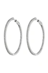 Cz By Kenneth Jay Lane Cz Inside-out 50mm Hoop Earrings In Clear-silver