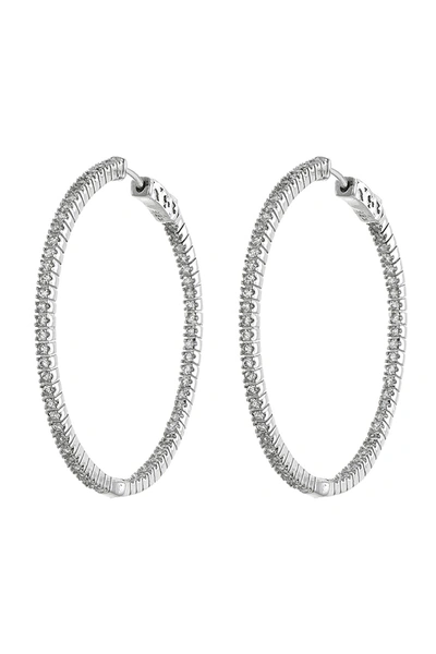 Cz By Kenneth Jay Lane Cz Inside-out 50mm Hoop Earrings In Clear-silver