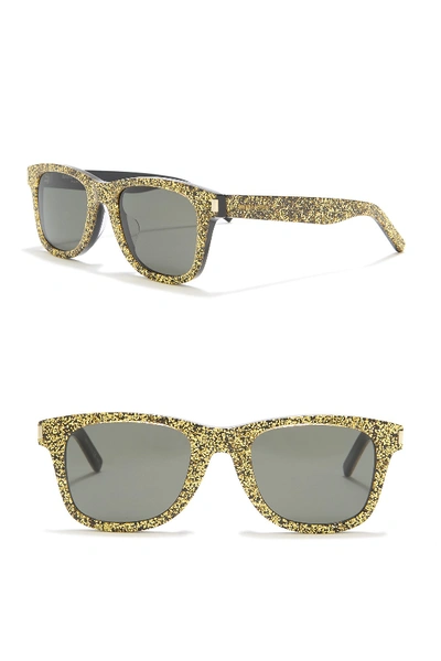 Saint Laurent Glitter 50mm Square Sunglasses In Gold Gold Grey