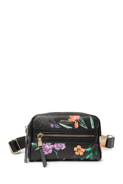 Betsey Johnson Floral Print Belt Bag In Blk Floral