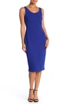 Betsey Johnson Scoop Neck Sleeveless Crepe Midi Dress In Ultramarine