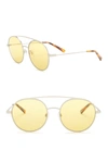 Raen Scripps 55mm Rounded Aviator Sunglasses In Silver/rootbeer/yellow