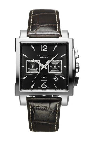 Hamilton Men's Jazzmaster Square Embossed Leather Strap Watch, 41mm