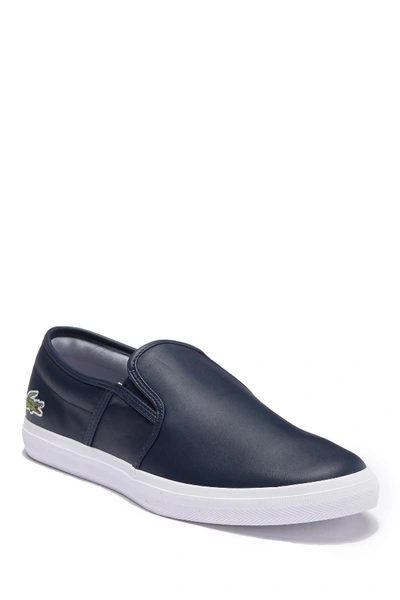Lacoste Tatalya Leather Slip-on Sneaker In Navy/white