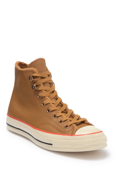 Converse Faux Fur Leather High-top Sneaker (unisex) In Burnt Caramel/b