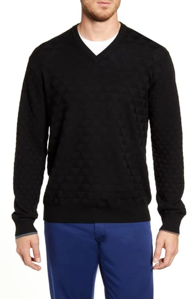 Robert Graham Randie Regular Fit Jacquard V-neck Sweater In Black