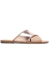 DIANE VON FURSTENBERG DIANE VON FURSTENBERG WOMAN SUEDE-TRIMMED LEATHER AND PVC SLIDES BEIGE,3074457345621097711