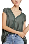 Free People Highland Button Blouse In Army
