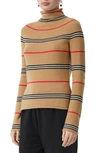Burberry Waita Cashmere Icon-striped Tunic Sweater In Archive Beige