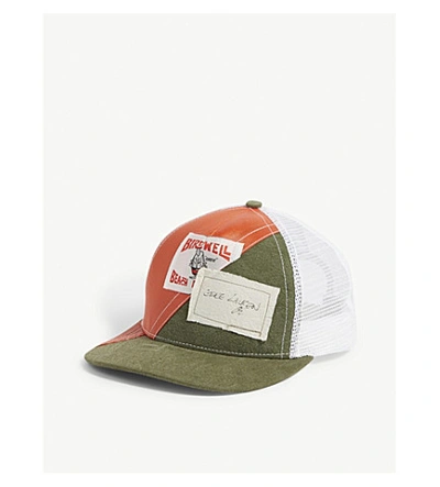 Greg Lauren Birdwell 50/50 Snapback Cap In Orange Army