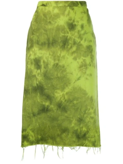 Marques' Almeida Marques Almeida Green Denim Tie-dye Skirt In Lime Tie D