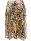 Simone Rocha Sequin-embellished Ruffled Tulle Midi Skirt In Gold